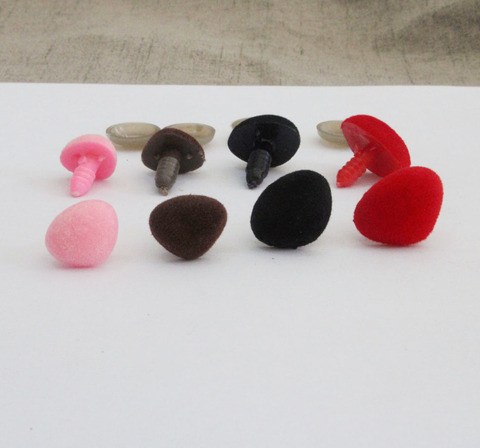 50pcs/lot 10x11/12x15/14x18/15x20mm pink/red/black/brown clean Triangular flocking safety toy nose & soft washer--size&color ► Photo 1/2