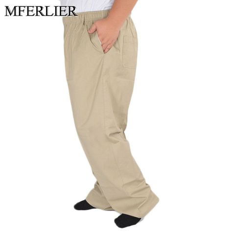 MFERLIER Summer pants men 5XL 6XL 7XL 8XL 9XL 10XL 11XL 12XL 13XL waist 150cm Plus size Loose 5 colors trousers men ► Photo 1/6
