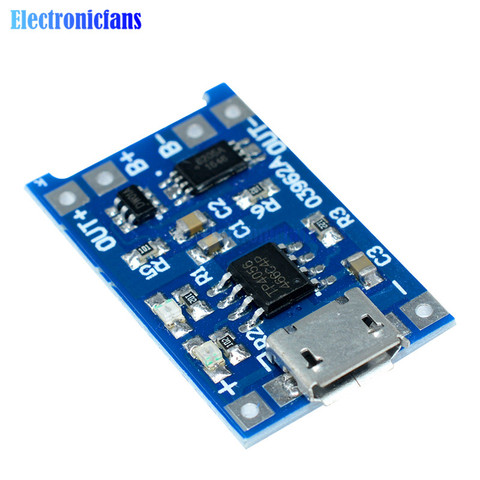 10pcs Micro USB 5V 1A 18650 TC4056A Replace TP4056 Lithium Battery Charger Module Board W/ Automatic Protection Dual Functions ► Photo 1/6