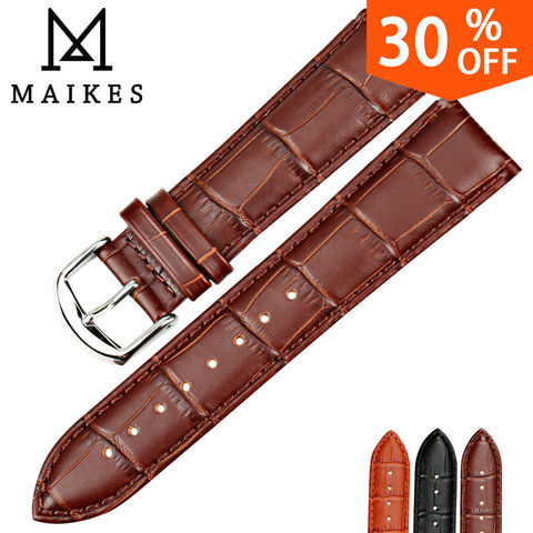 MAIKES New Watch Accessories Watch Bracelet Belt Soft Genuine Leather Watch Band  Watch Strap 16 18 20 22 24 mm Watchbands ► Photo 1/6