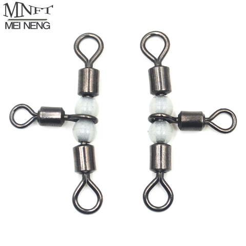 MNFT 1 Pack Triple Swivels With Glow Beads Fishing Rolling Swivels Tackle Connector Trigeminal Swivel Fishing Tackle Accessory ► Photo 1/6