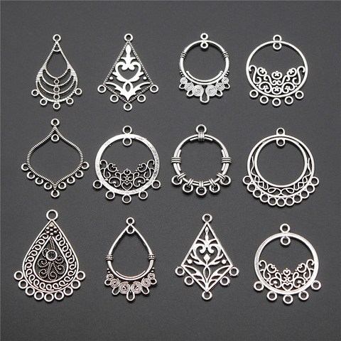 10pcs Earring Connector Charms Findings Antique Silver Color Earring Charms Connector Jewelry Accessories ► Photo 1/1