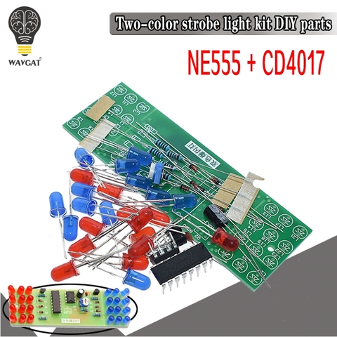 Red Blue Double Color Flashing Lights DIY Kit Strobe NE555 + CD4017 Electronic Practice Learning Kits Suite Parts Gift ► Photo 1/6