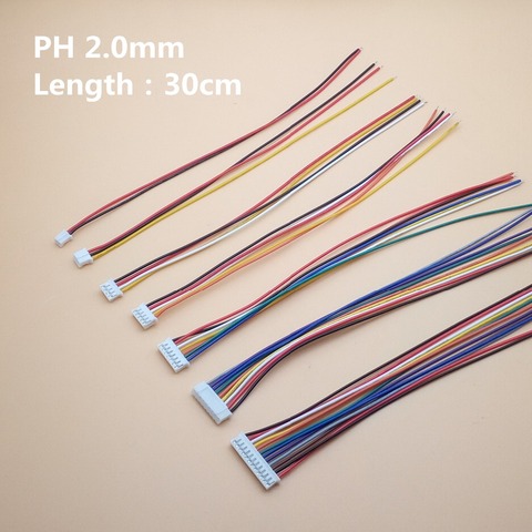 20pcs/lot JST PH 2.0 2/3/4/5/6/7/8/9/10 Pin Pitch 2.0mm Connector Plug Wire Cable 30cm Length 26AWG ► Photo 1/4