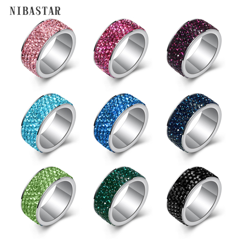 High Quality New arrival Fashion gift Charm Party New arrival rhinestone wedding jewelry Stainless Steel CZ Crystal Rings ► Photo 1/6