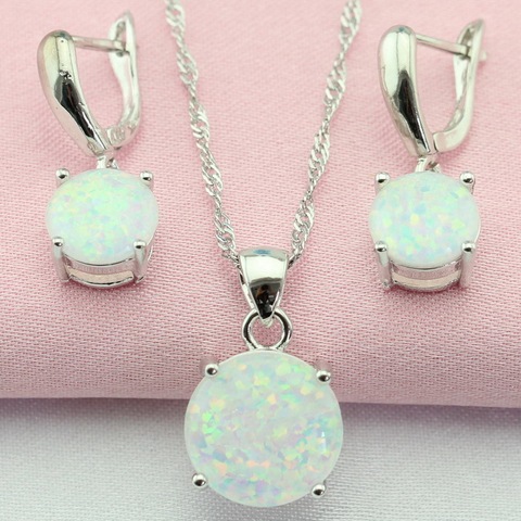 Fantastic White Australia Opal Silver Color Jewelry Sets Bijouterie Drop Earrings Pendant/Necklace For Women Free Gift Box ► Photo 1/6