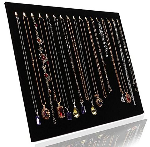 Black Velvet 17 Hook Necklace Jewelry Tray Display Organizer ► Photo 1/6