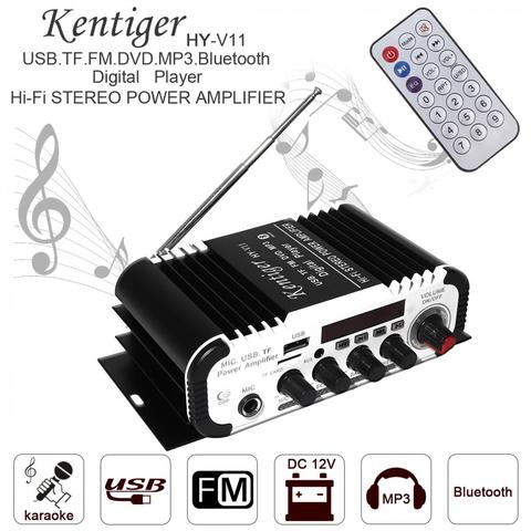 2CH HI-FI Bluetooth Car Audio Power Amplifier DC12V 5A Auto FM Radio Player Support SD / USB / DVD / MP3 Input ► Photo 1/6