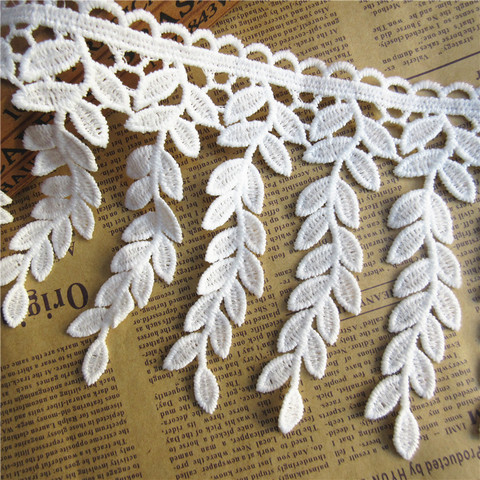 1 yard 11.5CM White Cotton Leaf Tassel Fringe Embroidered Lace Trim Ribbon Fabric Handmade Sewing Supplies Craft Gift Decorative ► Photo 1/4