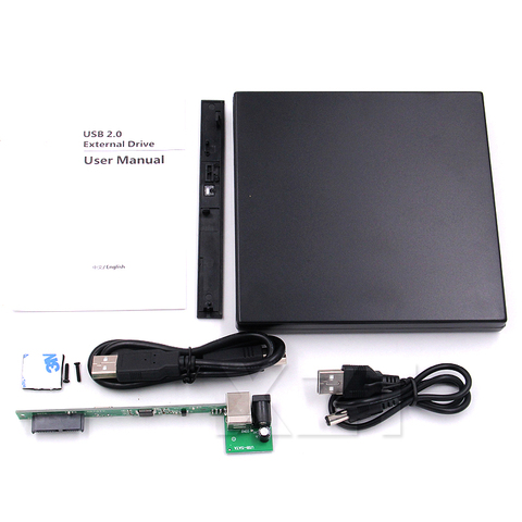 1pcs USB 2.0 SATA external drive DVD CD DVD-Rom IDE Case drive box 12.7MM Slim for Laptop Notebook External Portable ► Photo 1/5