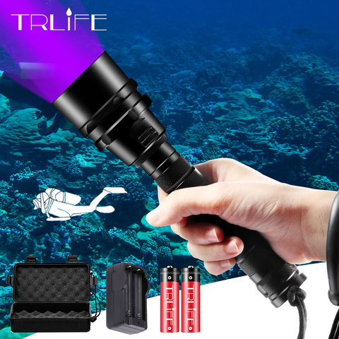 Diving LED Flashlight UV Scuba Ultraviolet 5/3 LED Lantern Purple Light Underwater 200M Dive Aluminum Torch 395nm Waterproof ► Photo 1/6