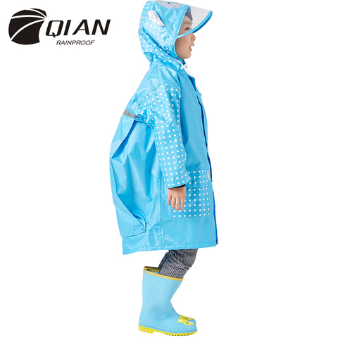 QIAN 3-10 Years Old Fashion Waterproof Kids Boys Girls Raincoat Hooded Rain Poncho Cartoon Rain Gear Children Rain Coat Suit ► Photo 1/6