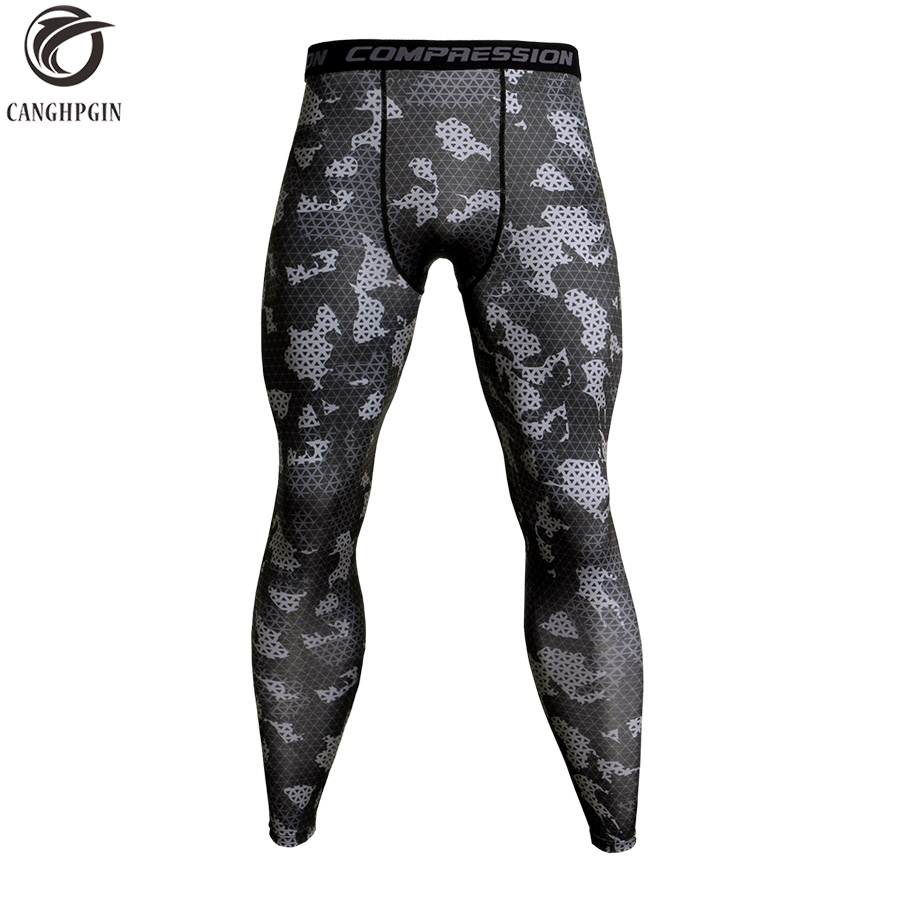 Men's Compression Long Pants Workout Running Fitness Tight fit Camo Print Tights 