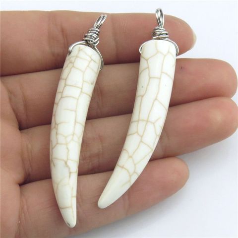 B1Q318 2pcs/lot  60mm White Wolf Tooth Elephant's Tusk Ivory Dangle Charms Pendant For Men Jewelry Making ► Photo 1/1