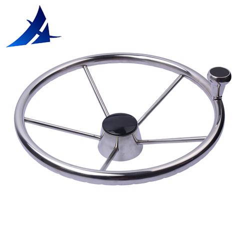 13-1/2'' Boat Steering Wheel Stainless 5 Spoke With Knob Heavy Duty Marine boat accessories marine ► Photo 1/4