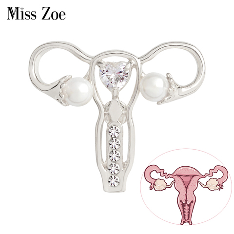 Female Womb uterus Brooch Pins Zircon pearl Organ medical jewelry Gynecology Medicine Symbol gift for Doctor Nurse ► Photo 1/6