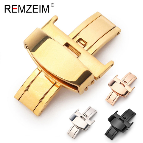 Stainless Steel Solid Double Push Button Fold Watch Buckle Butterfly Deployment Clasp Watch Strap 16mm 18mm 20mm 22mm 24mm ► Photo 1/6