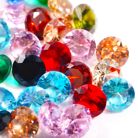 3mm 4mm 5mm 6mm AAA Round Brilliant Cut Red Purple Green Pink Blue Cubic Zirconia Stone Loose ► Photo 1/6