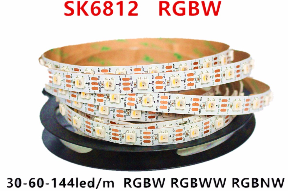 1-5M SK6812 RGBW 4in1 LED Strip 30/60/144leds/m individual Addressable DC5V 