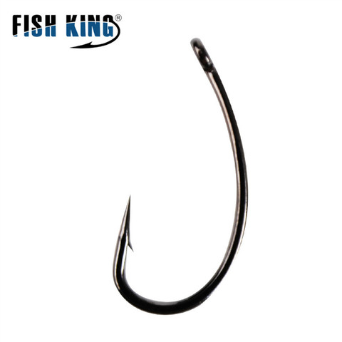 FISH KING 10-50pcs/lot High Carbon Steel Matte Black Europe Carp Hook 1 2 4 6 8 10# Barbed Single Carp Fishing Hooks Freshwater ► Photo 1/6