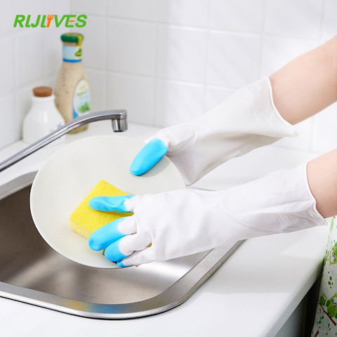 Kitchen Durable Waterproof Gloves Dishwashing Housework Cleaning Gloves Non-slip Thin Rubber Gloves ► Photo 1/5