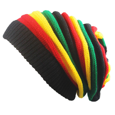 Jamaica Reggae Gorro Rasta Style Cappello Hip Pop Men's Winter Hats Female Red Yellow Green Black Fall Fashion Women's Knit Cap ► Photo 1/6