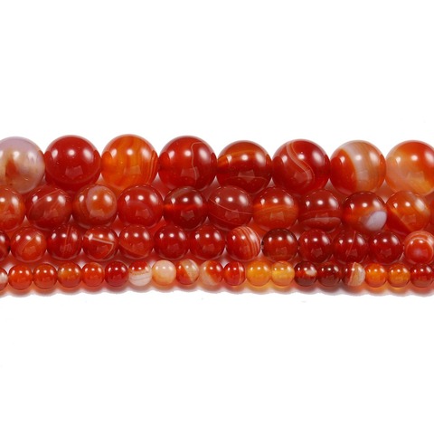 Red Beads Round Carnelian Natural Banded Agat Natural Stone Charm Beads For Jewelry Making DIY Bracelet Necklace 4 6 8 10 12 mm ► Photo 1/6