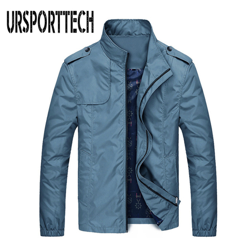 URSPORTTECH Men's Jackets Spring Autumn Slim Fit Solid Mens Bomber Jacket Male Casual Overcoat Fashion Mens Baseball Jackets Top ► Photo 1/6