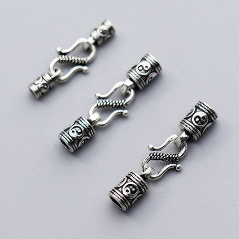 925 Sterling Silver High Quality Round Leaher Cords Clasp End Beads 26mm 30mm 32mm Necklace Connector Clasps DIY Jewelry Making ► Photo 1/3