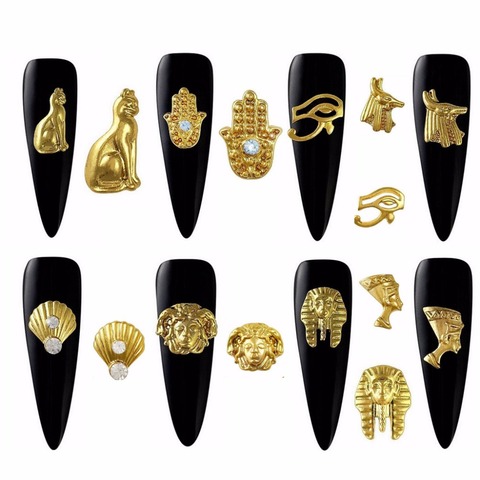 20pcs Gold Metal Egyptian pharaoh Cleopatra design alloy charms for nail art Decoration Accessories Supplies Tools  2022 new ► Photo 1/4