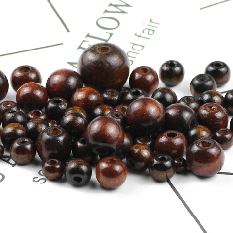 WLYeeS 5 to 20mm Brown Wooden Spacer Beads Natural Wood Loose Bead For Jewelry Bracelet Necklace Handmade DIY Ball accessories ► Photo 1/3