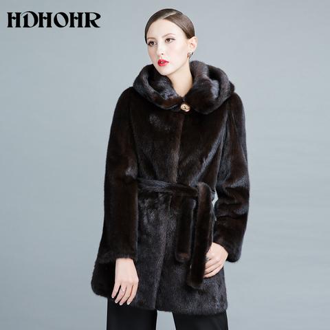 HDHOHR 2022 Real Mink Fur Coats Women New Fashion Winter Thick Warm With Hood Female Outwear Natural Fur jackets  For Girls ► Photo 1/1
