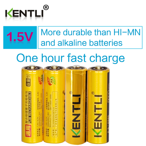 4pcs/lot KENTLI 1.5V AA 2400mWh Lithium Li-ion Li-polymer Rechargeable batteries Battery ► Photo 1/1