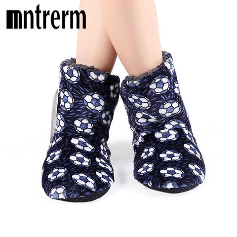 Mntrerm 2022 New Large Size Winter Home Slippers Men Indoor Shoes Floor plush Slippers Warm Cotton Football pattern Flat Shoes ► Photo 1/6