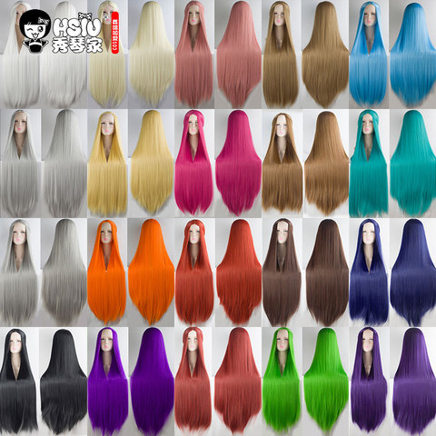 HSIU New High Quality 100cm Long Wigs high temperature fiber Synthetic Wigs Costume Cosplay Wigs Party Wigs 21 color ► Photo 1/6