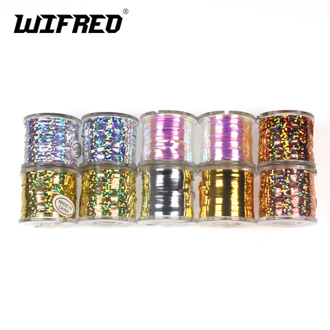 Wifreo 1Spool Fly Tying Tinsel Flash Tape Pearl Holographic Orange Gold Silver Streamer Teaser Fly Tying Material ► Photo 1/6