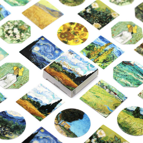 45 Pcs/Pack Kawaii Cute Van Gogh Oil Painting Pattern Decoracion Journal Stickers Scrapbooking Stationery Student Office Supplie ► Photo 1/6