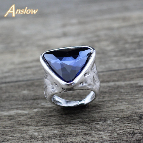 Anslow Fashion Jewelry Charm Classic Design Love Couple Triangle Crystal Women Ring For Wedding Valentine's Day Gift LOW0025AR ► Photo 1/6