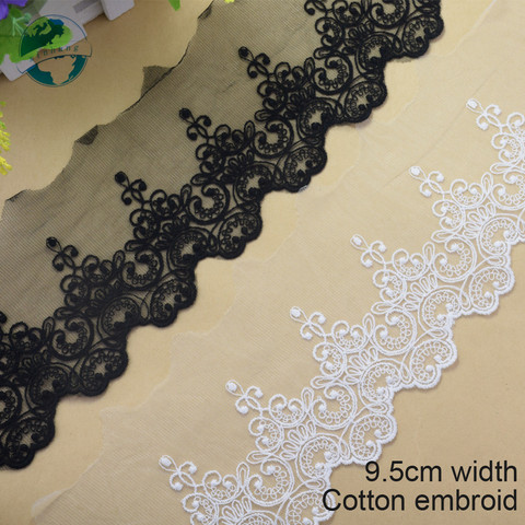 9.5cm width Cotton embroid  lace sewing ribbon guipure lace african lace fabric trim warp knitting DIY Garment Accessories #3044 ► Photo 1/5