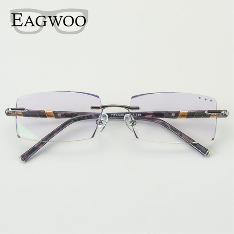 EAGWOO Titanium Eyeglasses Men Rimless Prescription Myopia Photochromic Diamond Glasses Frameless Spectacle Vision Window 1008 ► Photo 1/1