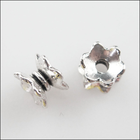 30Pcs Tibetan Silver Tone Flower Spacer Beads End Caps Charms 5x7mm ► Photo 1/4