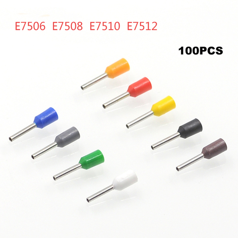 100pcs Tube insutated cord end terminals Electrical crimp terminal wire connector E7506 7508 7510 7512 wiring cable ferrules VE ► Photo 1/3