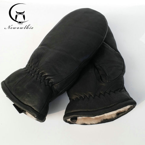 2022 Men sheepskin gloves genuine leather glove for men winter Outdoor warm fur thickening thermal gloves ► Photo 1/6