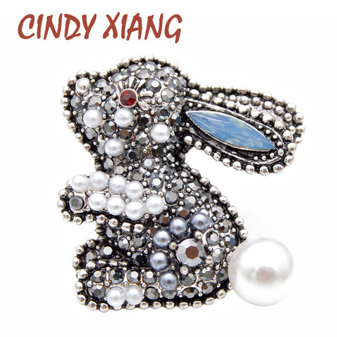 CINDY XIANG new arrival 2 colors choose rhinestone rabbit brooches for women kids pins cute carton style bonny brooch good gift ► Photo 1/6