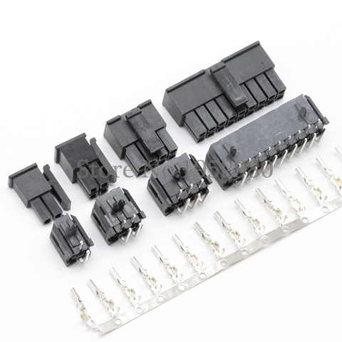 50Set 5557 Connector 3.0mm 2/4/6/8/10/12/14/16/18/20/22/24P Right Angle Black PCB Wire Soldered ( Pin Header+Housing+Terminals ) ► Photo 1/6