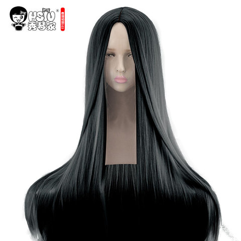 HSIU High Quality 100cm Long Straight Wig central parting Cosplay Wig black Costume Play Wigs Halloween party Anime Game Hair ► Photo 1/6