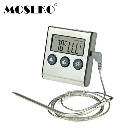 MOSEKO Digital Meat Oven Cooking Kitchen Thermometer for Smoker Grill Food BBQ Clock Timer Alarm with Stainless Steel Probe ► Photo 1/6