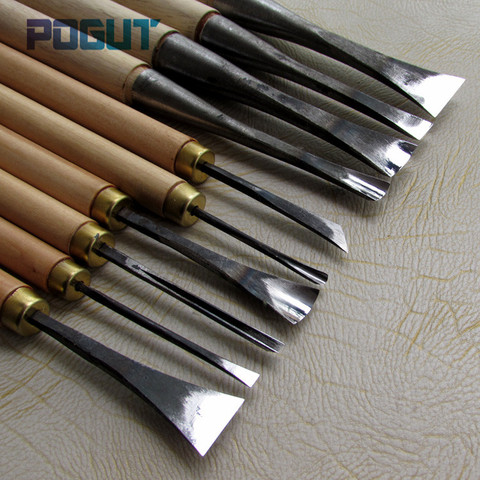10pcs/lot Hand Wood Carving Knives Tools General Details Root Chisel Made Ground By Hand ► Photo 1/5