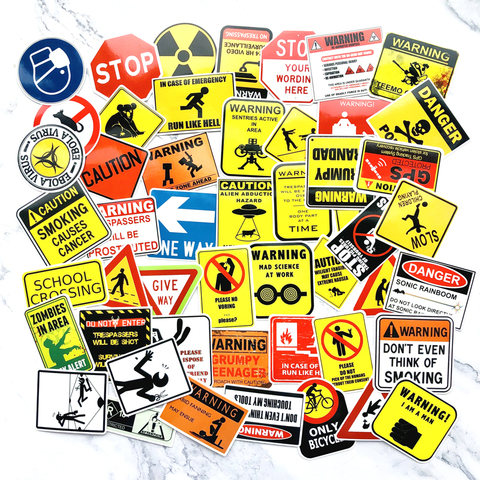 50 pcs warning sticker danger banning