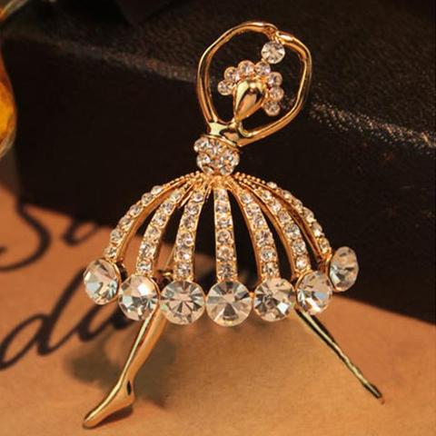 Stylish And Exquisite Crystal Set With Rhinestone Beautiful Flower Skirt Ballerina Ballet Ladies Brooch Ladies Girl Gift Brooch ► Photo 1/6